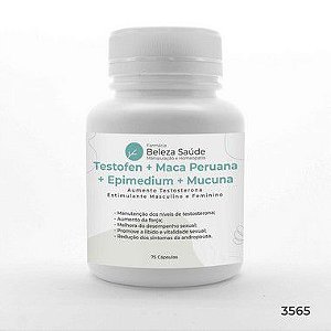 Testofen + Maca Peruana + Epimedium + Mucuna : Aumento Testosterona, Estimulante Masculino e Feminino - 75 Cápsulas