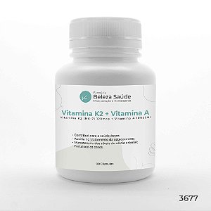 Vitamina K2 (MK-7) 120mcg + Vitamina A 10000Ui - 90 Cápsulas