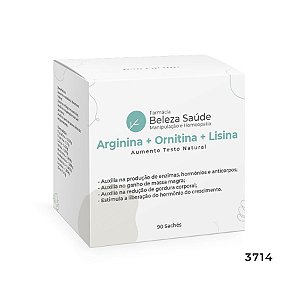 Arginina + Ornitina + Lisina : Aumento Testo Natural - 90 Sachês