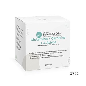 Glutamina + Carnitina + 4 Ativos - Desempenho e Energia - 30 Sachês