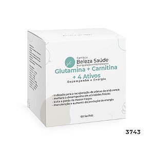 Glutamina + Carnitina + 4 Ativos - Desempenho e Energia - 60 Sachês