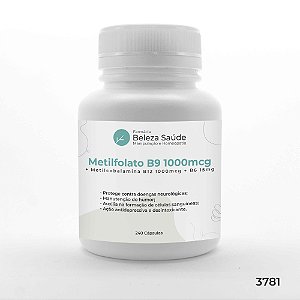 Metilfolato ( Vitamina B9 ) 1000 + Metilcobalamina ( Vitamina B12 ) 1000 + B6 15mg - 240 Doses