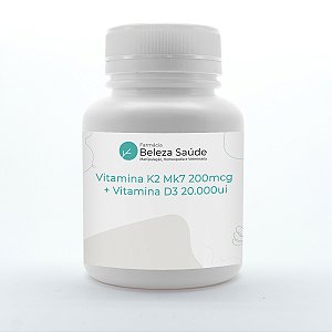 Vitamina K2 Mk7 200mcg + Vitamina D3 20.000ui : 60 Cápsulas