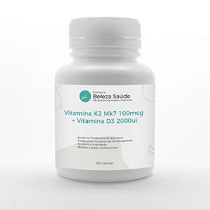 Vitamina K2 Mk7 100mcg + Vitamina D3 2000ui : 180 Cápsulas