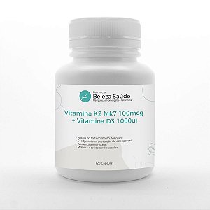Vitamina K2 Mk7 100mcg + Vitamina D3 1000ui : 120 Cápsulas