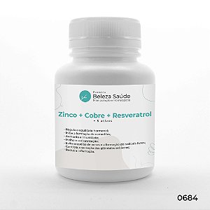 Zinco + Cobre + Resveratrol + 5 Ativos - Cápsulas Antiacne