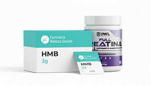 Kit Creatina OWL Pura 300gr + HMB 3gr 30 sachês | Treino Diário
