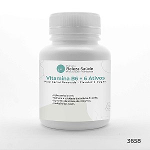 Vitamina B6 + Vitamina B5 + Vitamina E + Vitamina C + Cromo + Selênio + Zinco : Pele Facial Renovada - Flacidez e Rugas