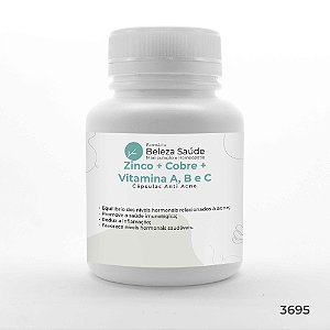 Zinco + Cobre + Vitamina A, B e C - Cápsulas Anti Acne