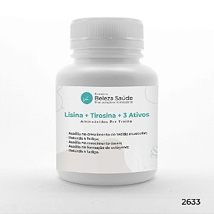 Lisina + Tirosina + 3 Ativos - Aminoácidos Pré Treino