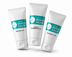 Max Kit 3 Ácidos Anti Envelhecimento : Retinol 50ml + Mandélico 50ml + Vitamina C 50ml