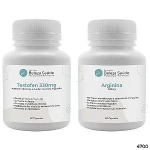 Testofen 330mg 60 Cápsulas + Arginina 300mg 60 Cápsulas : 2 Suplementos para Bombar