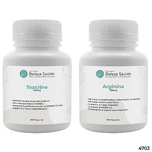 Teacrine 220mg 60 Cápsulas + Arginina 300mg 60 Cápsulas : 2 Suplementos para Bombar