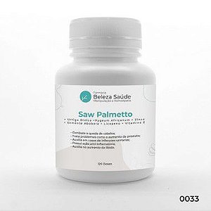 Saw Palmetto + Urtiga Dióica + Pygeum Africanum + Zinco + Semente Abobora + Licopeno + Vitamina E : Especial para Saúde da Próstata - 120 cápsulas