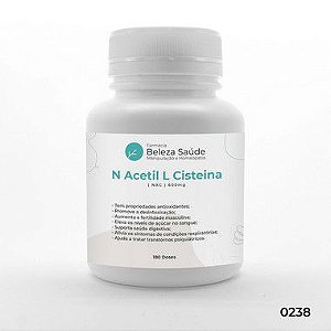 N Acetil L Cisteina ( NAC ) 600mg - N Acetilcisteína Melhora a Imunidade e Função Detox - 180 doses