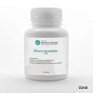 Zinco Quelato 15mg Auxilia o Sistema Imunológico - 120 doses