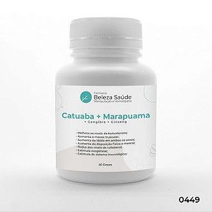 Catuaba + Marapuama + Gengibre + Ginseng - Potência Muscular - 60 doses