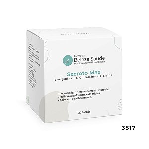 Secreto Max : Sachês com L-Arginina 1200mg + L-Glutamina 1200mg +  L-Lisina 1200mg  - 120 doses