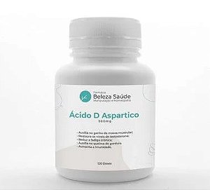 Ácido D Aspartico 500mg Massa Muscular - 180 doses