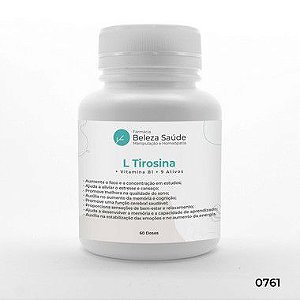 L Tirosina + Vitamina B1 + 9 Ativos - Aprendizado e Memória - 60 doses