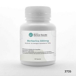 Berberina 500mg : Açúcar no Sangue Colesterol HDL 60 doses