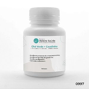 Chá Verde + Cavalinha + Curcuma + 3 Ativos - Efeito Detox - 90 doses