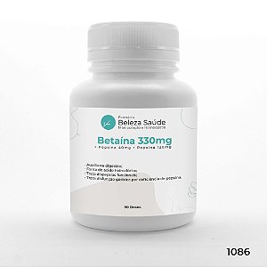 Betaína 330mg + Pepsina 40mg + Papaína 120mg : Enzimas Digestivas - 90 doses