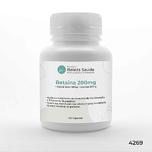 Betaina 200mg + Sais Biliares 50mg + Lactase 30mg : 180 Caps