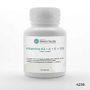 Vitamina K2, A, E, D3 10.000 Ui + Zinco + Selênio : 180 Caps