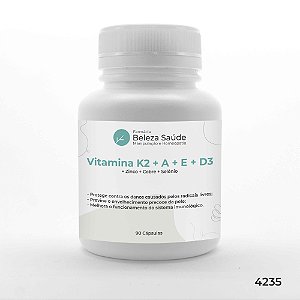 Vitamina K2, A, E, D3 10000ui + Zinco, Cobre, Selênio 90 Cps