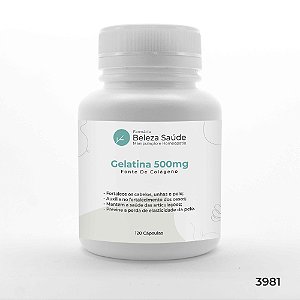 Gelatina 500mg : ( Fonte De Colágeno) 120 Cápsulas