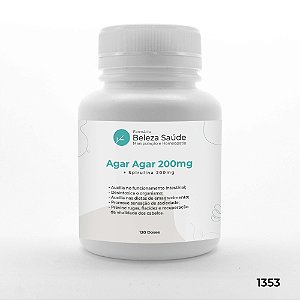 Agar Agar 200mg + Spirulina 200mg - Sensação de Saciedade - 120 doses