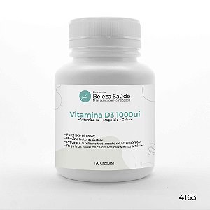 Vitamina D3 1000ui + Vitamina K2 + Magnésio + Cálcio 120 Caps