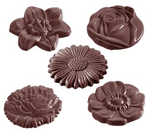 CW2140 - Fôrma de policarbonato modelo caraque flores 5 figuras