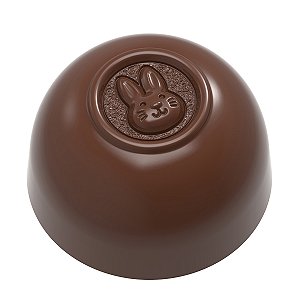 CW12189 - Fôrma de policarbonato para chocolate modelo bombom coelhinho - 3 x 1,9cm | 12g | 21 cavidades