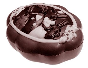 CW1461 - Fôrma de policarbonato para chocolate modelo bomboniére Família Coelho