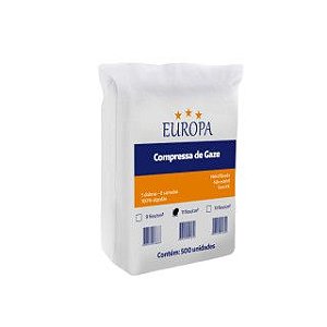 COMPRESSA DE GAZE 7,5X7,5 COM 500 UNIDADES 11 FIOS - EUROPA