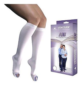 MEIA VENOSAN ANTI-TROMBO AES 3/4 BRANCA PONTEIRA ABERTA