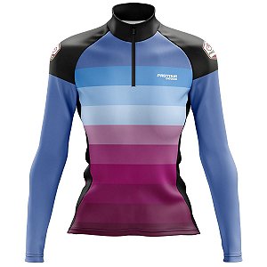 Camisa Ciclismo Feminina Pro Tour Degrade Manga Longa Dry Fit Proteção UV+50