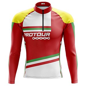 Camisa Ciclismo Mountain Bike Pro Tour Itália Manga Longa Dry Fit Proteção UV+50
