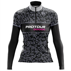 Camisa Ciclismo MTB Feminina Pro Tour Folhas Dry Fit Proteção UV+50