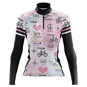 Camisa Ciclismo Mountain Bike Feminina Pro Tour Bike Life Manga Longa Dry Fit Proteção UV+50