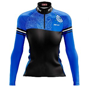 Camisa Ciclismo Mountain Bike Feminina Mandala Azul MOD 70