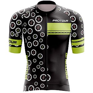 Camisa Ciclismo Pro Tour Premium Verde Coroas Mountain Bike Unissex Proteção UV+50
