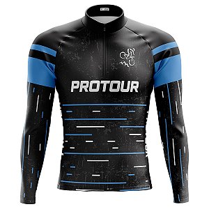 Camisa Ciclismo Mountain Bike Manga Longa Pro Tour Black Dry Fit Proteção UV+50