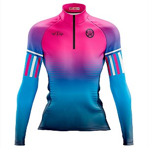 Camisa Ciclismo MTB Feminina Pro Tour Espinhos Degradê Dry Fit UV+50