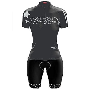 Conjunto Ciclismo Feminino Bermuda e Camisa Stars Black