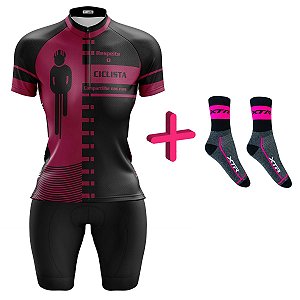 Conjunto Ciclismo Bermuda e Camisa Feminino Respeite O Ciclista