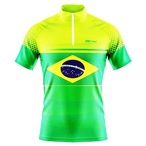 Camisa Ciclismo Masculina Mountain Bike Seleção Brasileira Dry Fit Proteção UV+50