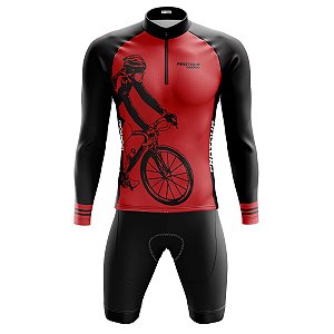 Conjunto Ciclismo Masculino Bermuda + Camisa Manga Longa Mountain bike ProTour